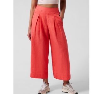 Athleta 16 playa linen wide leg crop pant linen Passionfruit Coral 0129